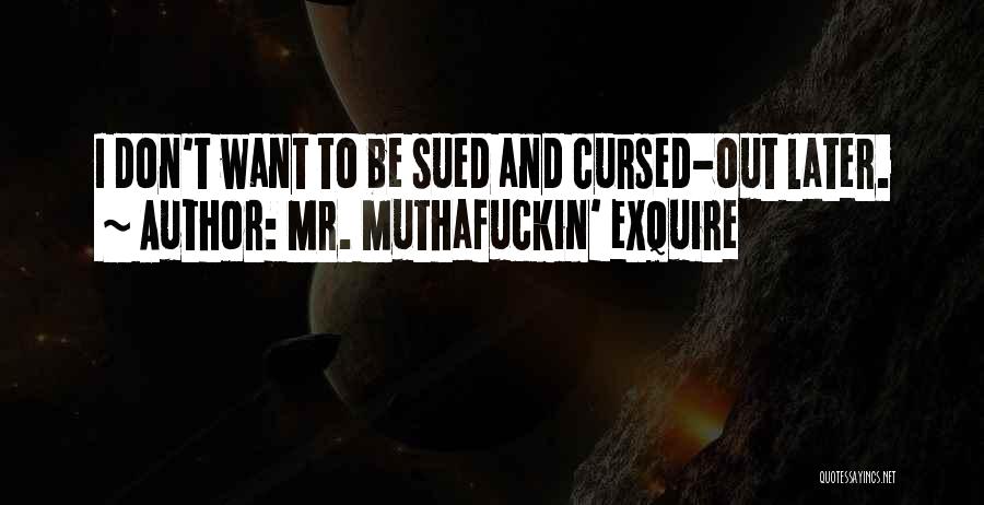 Mr. Muthafuckin' EXquire Quotes: I Don't Want To Be Sued And Cursed-out Later.