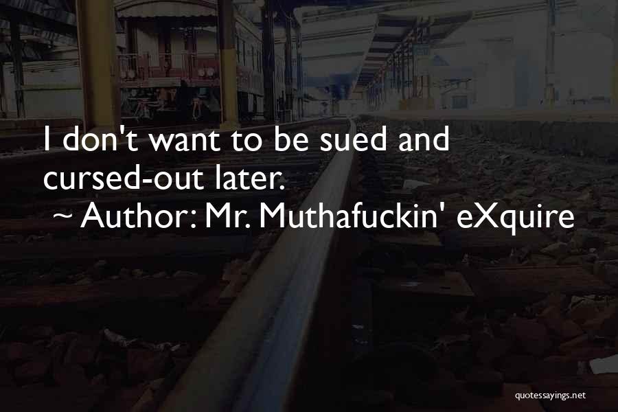 Mr. Muthafuckin' EXquire Quotes: I Don't Want To Be Sued And Cursed-out Later.