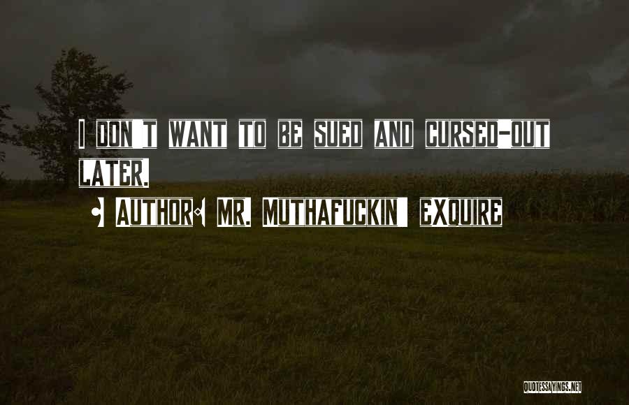Mr. Muthafuckin' EXquire Quotes: I Don't Want To Be Sued And Cursed-out Later.