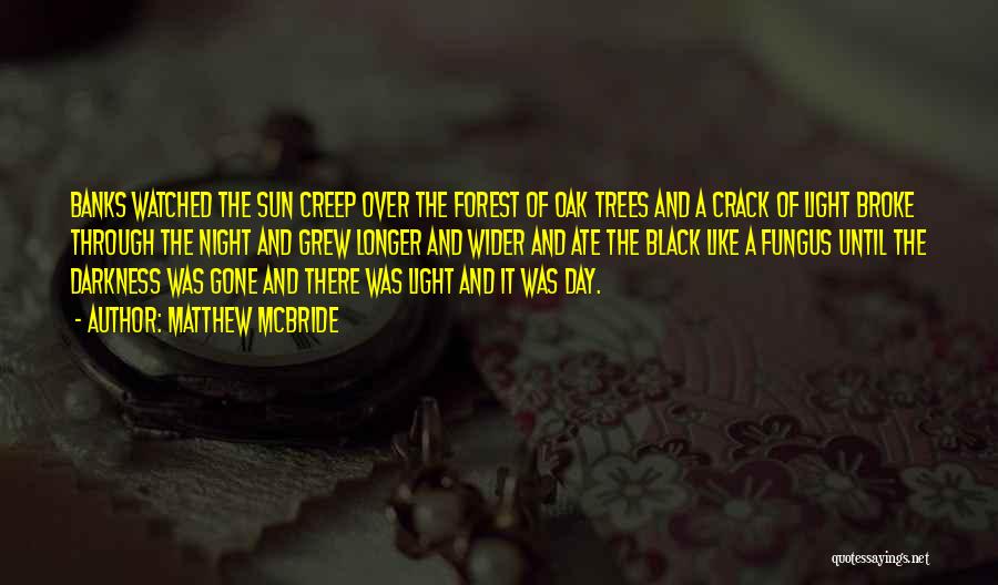 Matthew McBride Quotes: Banks Watched The Sun Creep Over The Forest Of Oak Trees And A Crack Of Light Broke Through The Night