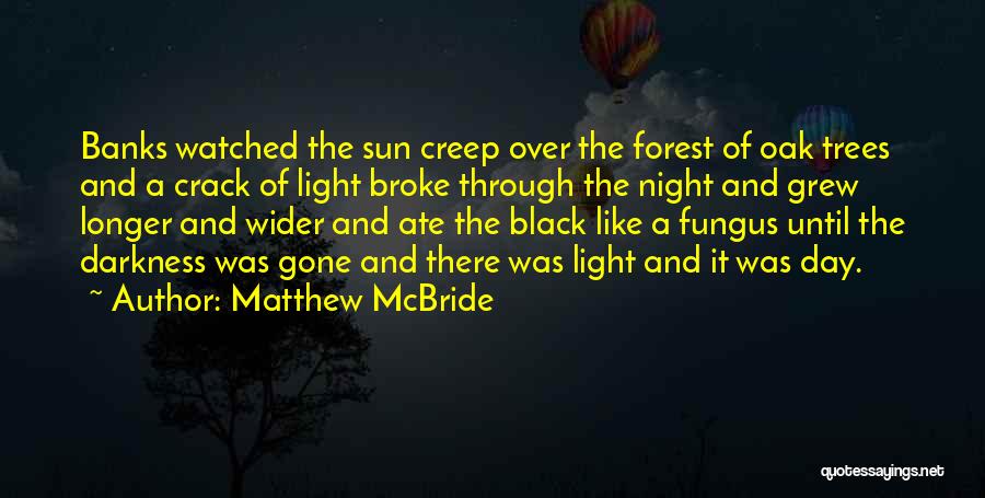 Matthew McBride Quotes: Banks Watched The Sun Creep Over The Forest Of Oak Trees And A Crack Of Light Broke Through The Night