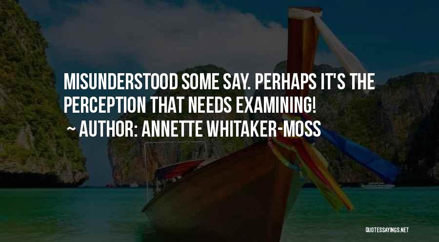 Annette Whitaker-Moss Quotes: Misunderstood Some Say. Perhaps It's The Perception That Needs Examining!