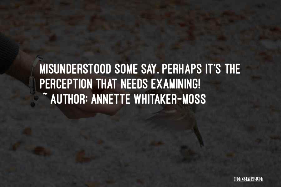 Annette Whitaker-Moss Quotes: Misunderstood Some Say. Perhaps It's The Perception That Needs Examining!