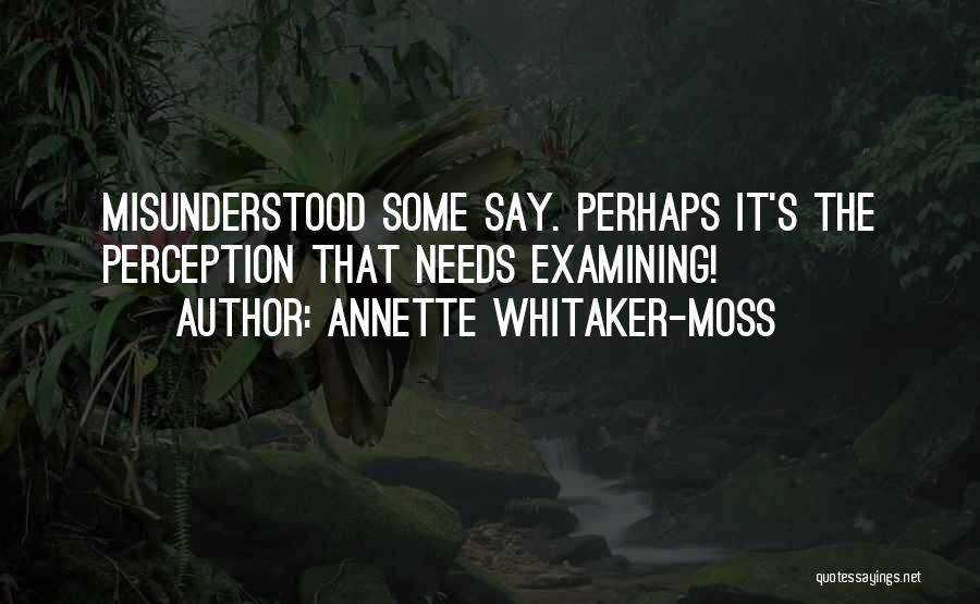 Annette Whitaker-Moss Quotes: Misunderstood Some Say. Perhaps It's The Perception That Needs Examining!