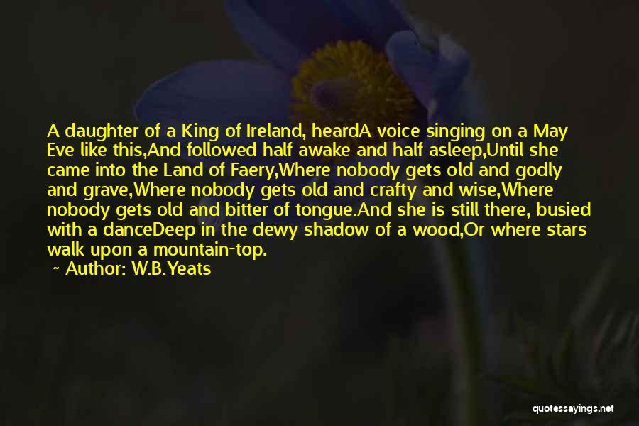 W.B.Yeats Quotes: A Daughter Of A King Of Ireland, Hearda Voice Singing On A May Eve Like This,and Followed Half Awake And