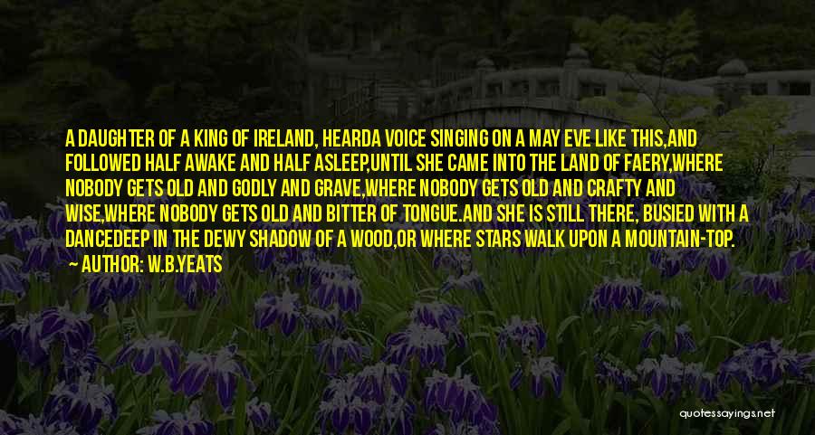 W.B.Yeats Quotes: A Daughter Of A King Of Ireland, Hearda Voice Singing On A May Eve Like This,and Followed Half Awake And