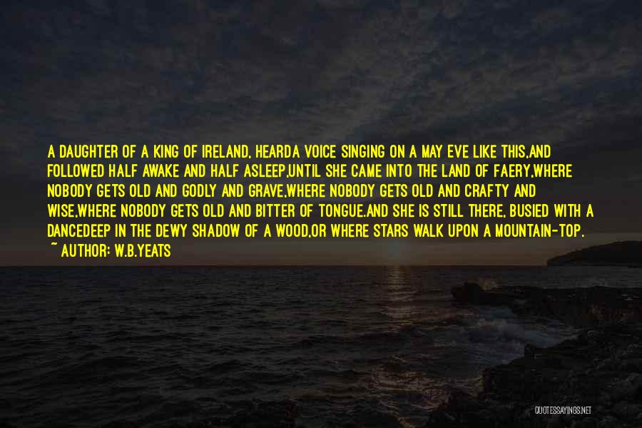 W.B.Yeats Quotes: A Daughter Of A King Of Ireland, Hearda Voice Singing On A May Eve Like This,and Followed Half Awake And