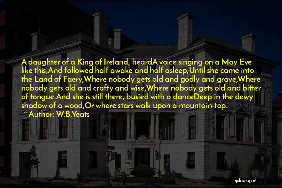 W.B.Yeats Quotes: A Daughter Of A King Of Ireland, Hearda Voice Singing On A May Eve Like This,and Followed Half Awake And