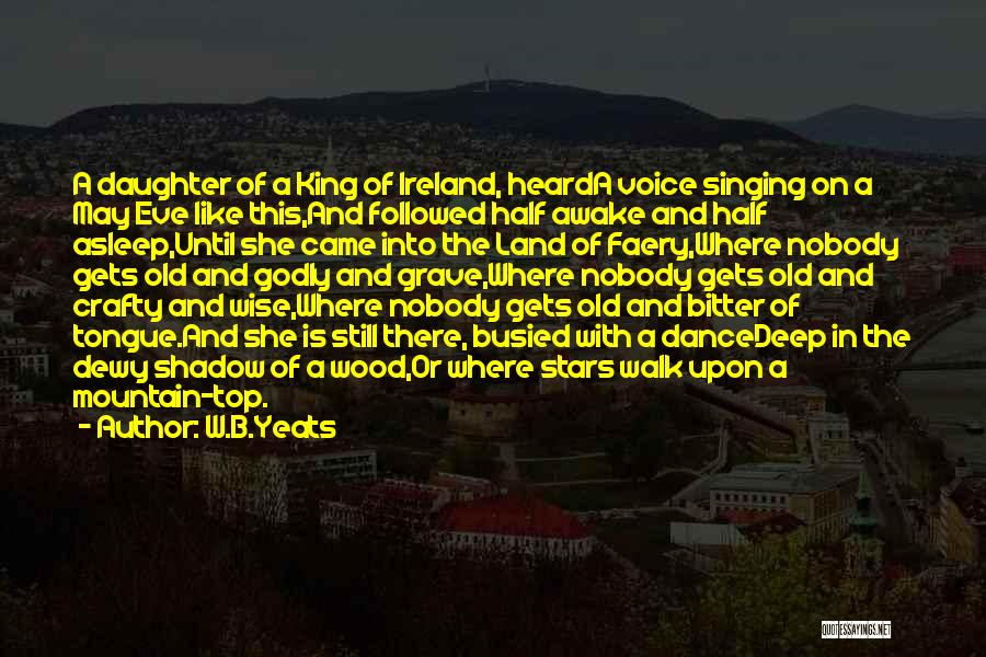 W.B.Yeats Quotes: A Daughter Of A King Of Ireland, Hearda Voice Singing On A May Eve Like This,and Followed Half Awake And