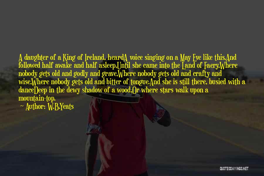 W.B.Yeats Quotes: A Daughter Of A King Of Ireland, Hearda Voice Singing On A May Eve Like This,and Followed Half Awake And