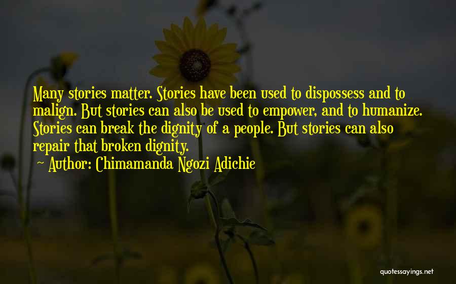 Chimamanda Ngozi Adichie Quotes: Many Stories Matter. Stories Have Been Used To Dispossess And To Malign. But Stories Can Also Be Used To Empower,