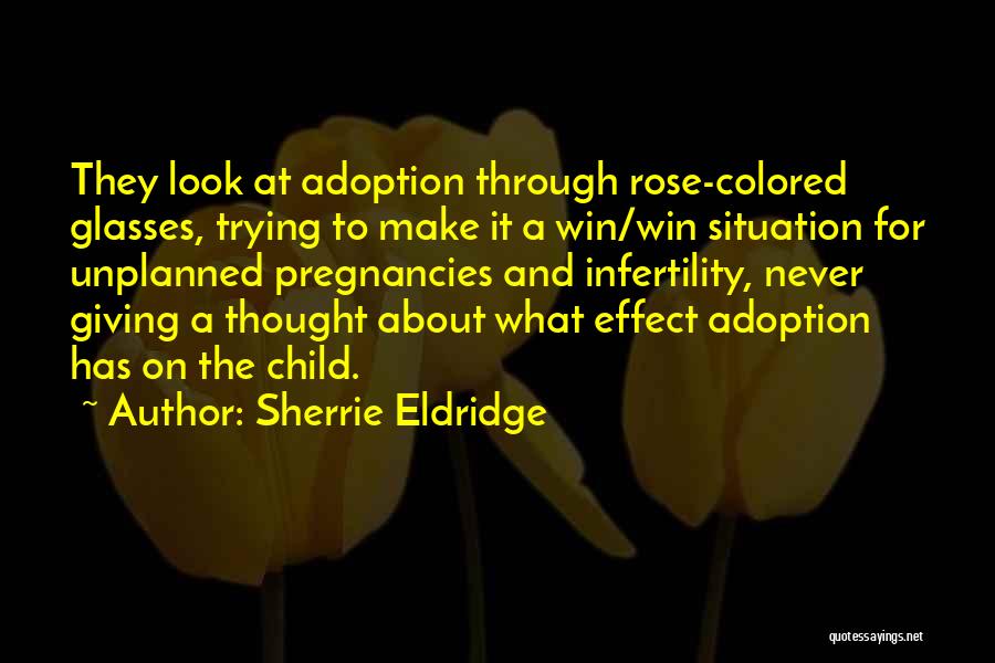 Sherrie Eldridge Quotes: They Look At Adoption Through Rose-colored Glasses, Trying To Make It A Win/win Situation For Unplanned Pregnancies And Infertility, Never