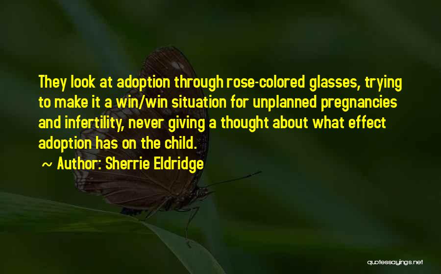 Sherrie Eldridge Quotes: They Look At Adoption Through Rose-colored Glasses, Trying To Make It A Win/win Situation For Unplanned Pregnancies And Infertility, Never