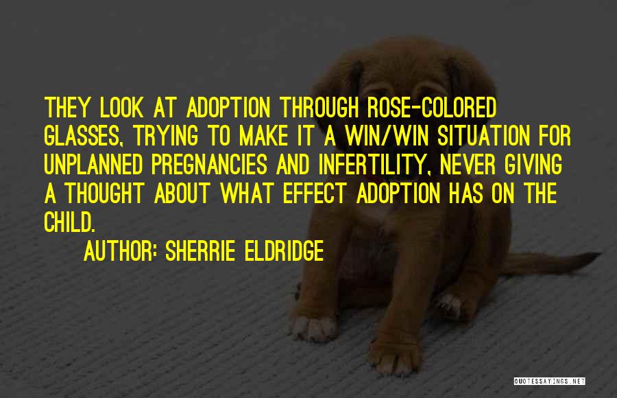 Sherrie Eldridge Quotes: They Look At Adoption Through Rose-colored Glasses, Trying To Make It A Win/win Situation For Unplanned Pregnancies And Infertility, Never