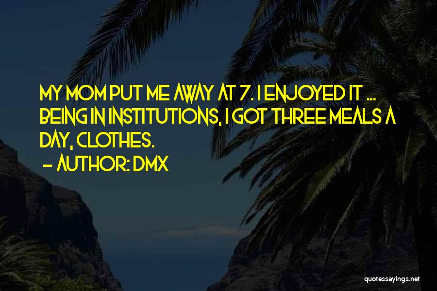 DMX Quotes: My Mom Put Me Away At 7. I Enjoyed It ... Being In Institutions, I Got Three Meals A Day,