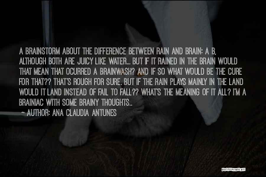 Ana Claudia Antunes Quotes: A Brainstorm About The Difference Between Rain And Brain: A B, Although Both Are Juicy Like Water... But If It