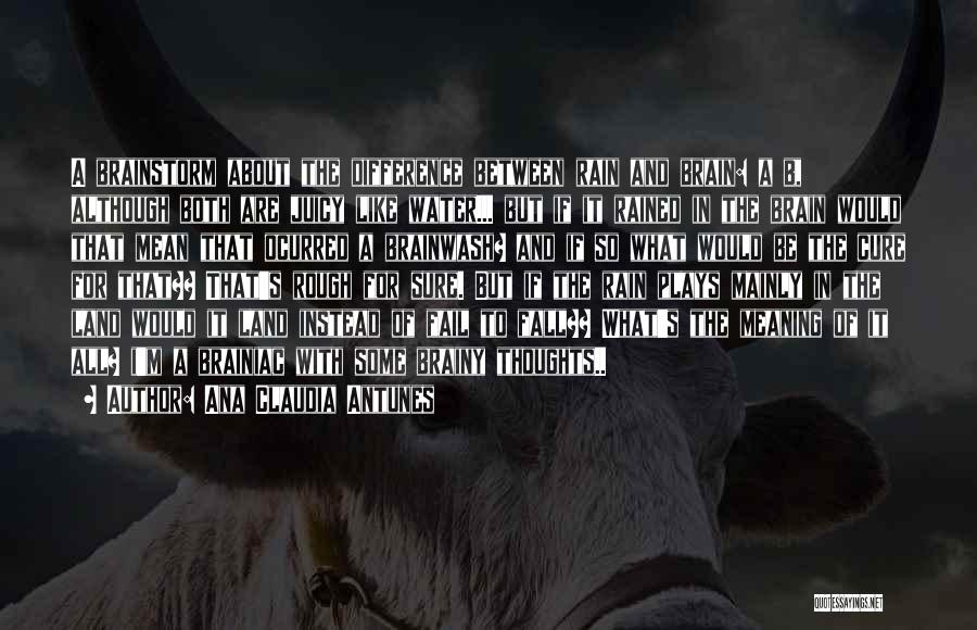Ana Claudia Antunes Quotes: A Brainstorm About The Difference Between Rain And Brain: A B, Although Both Are Juicy Like Water... But If It