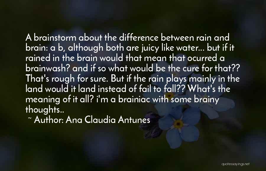 Ana Claudia Antunes Quotes: A Brainstorm About The Difference Between Rain And Brain: A B, Although Both Are Juicy Like Water... But If It