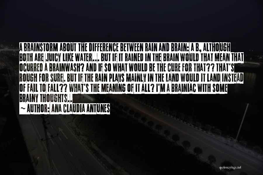 Ana Claudia Antunes Quotes: A Brainstorm About The Difference Between Rain And Brain: A B, Although Both Are Juicy Like Water... But If It