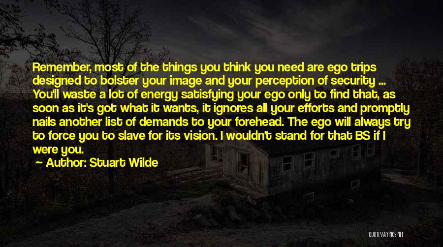 Stuart Wilde Quotes: Remember, Most Of The Things You Think You Need Are Ego Trips Designed To Bolster Your Image And Your Perception