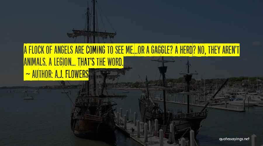 A.J. Flowers Quotes: A Flock Of Angels Are Coming To See Me...or A Gaggle? A Herd? No, They Aren't Animals. A Legion... That's