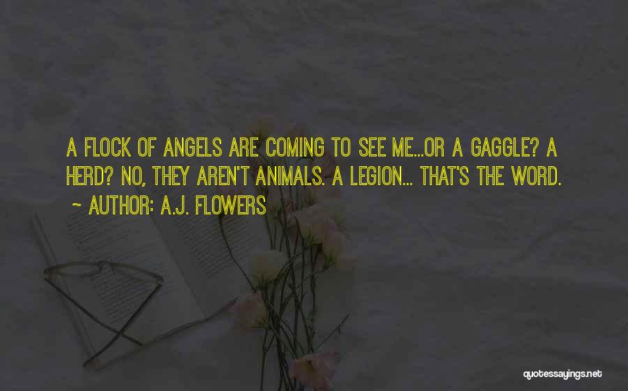 A.J. Flowers Quotes: A Flock Of Angels Are Coming To See Me...or A Gaggle? A Herd? No, They Aren't Animals. A Legion... That's