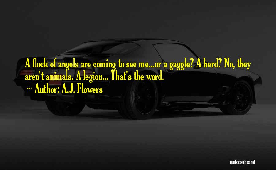 A.J. Flowers Quotes: A Flock Of Angels Are Coming To See Me...or A Gaggle? A Herd? No, They Aren't Animals. A Legion... That's
