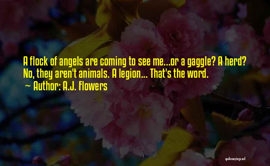 A.J. Flowers Quotes: A Flock Of Angels Are Coming To See Me...or A Gaggle? A Herd? No, They Aren't Animals. A Legion... That's