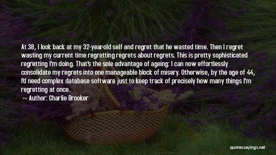 Charlie Brooker Quotes: At 38, I Look Back At My 32-year-old Self And Regret That He Wasted Time. Then I Regret Wasting My