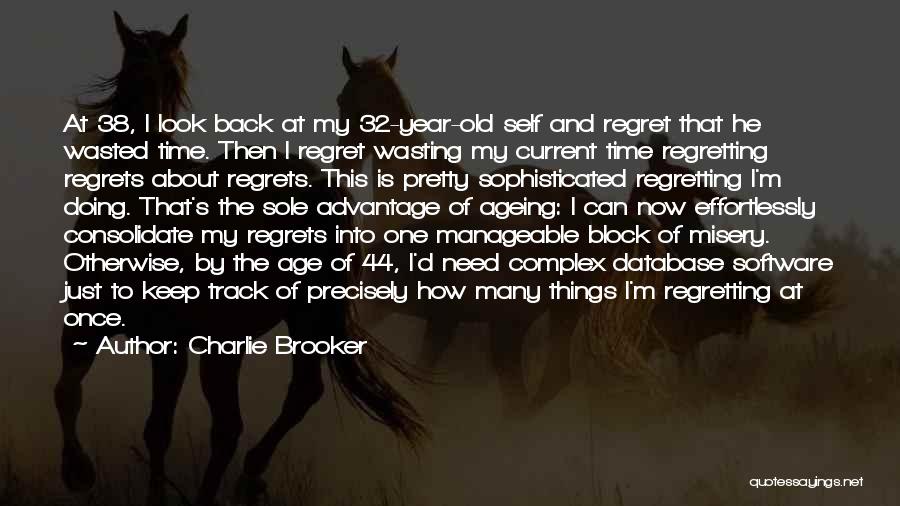 Charlie Brooker Quotes: At 38, I Look Back At My 32-year-old Self And Regret That He Wasted Time. Then I Regret Wasting My