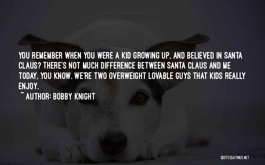 Bobby Knight Quotes: You Remember When You Were A Kid Growing Up, And Believed In Santa Claus? There's Not Much Difference Between Santa