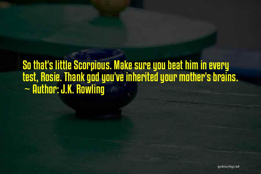 J.K. Rowling Quotes: So That's Little Scorpious. Make Sure You Beat Him In Every Test, Rosie. Thank God You've Inherited Your Mother's Brains.