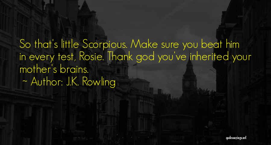 J.K. Rowling Quotes: So That's Little Scorpious. Make Sure You Beat Him In Every Test, Rosie. Thank God You've Inherited Your Mother's Brains.