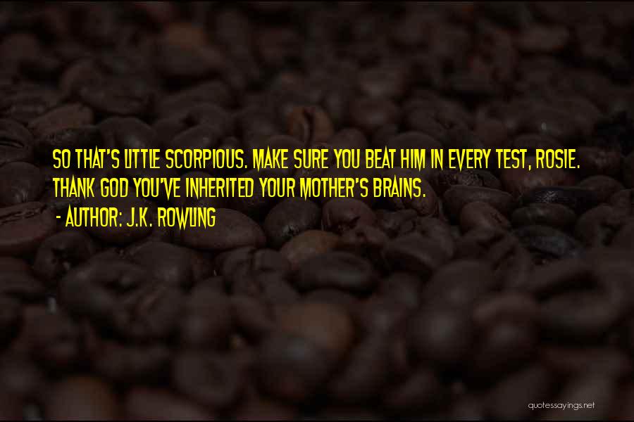 J.K. Rowling Quotes: So That's Little Scorpious. Make Sure You Beat Him In Every Test, Rosie. Thank God You've Inherited Your Mother's Brains.