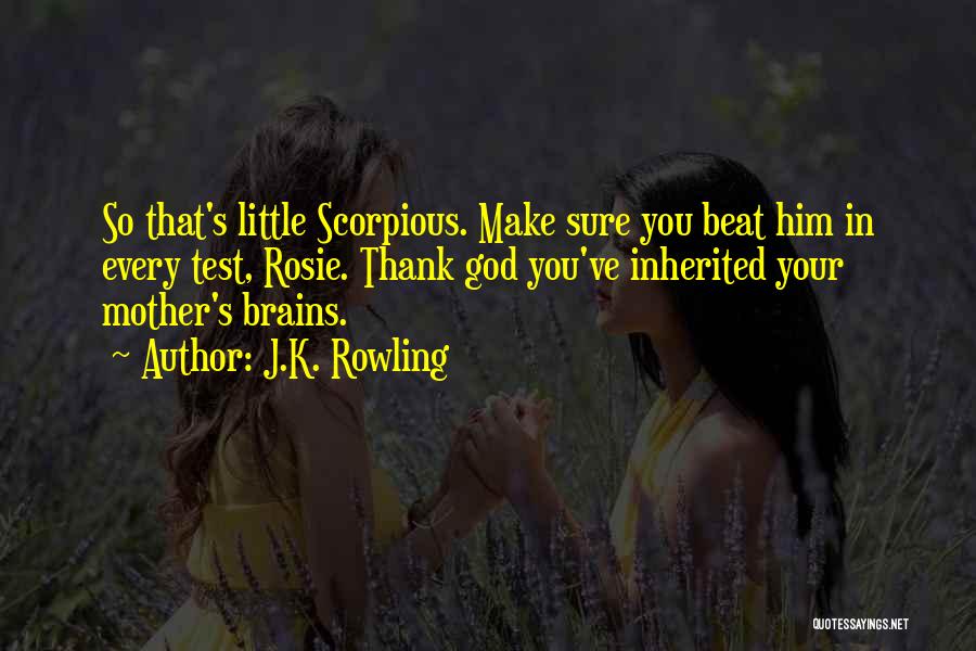 J.K. Rowling Quotes: So That's Little Scorpious. Make Sure You Beat Him In Every Test, Rosie. Thank God You've Inherited Your Mother's Brains.