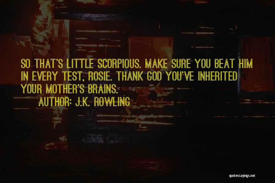 J.K. Rowling Quotes: So That's Little Scorpious. Make Sure You Beat Him In Every Test, Rosie. Thank God You've Inherited Your Mother's Brains.