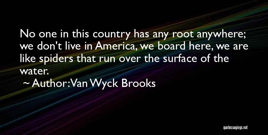 Van Wyck Brooks Quotes: No One In This Country Has Any Root Anywhere; We Don't Live In America, We Board Here, We Are Like