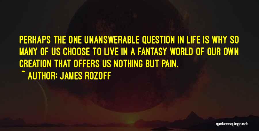 James Rozoff Quotes: Perhaps The One Unanswerable Question In Life Is Why So Many Of Us Choose To Live In A Fantasy World