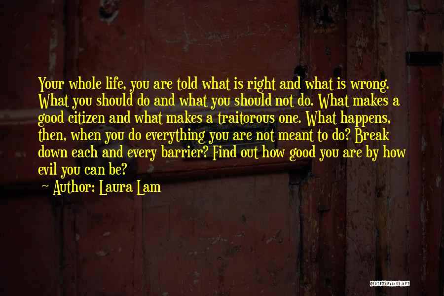 Laura Lam Quotes: Your Whole Life, You Are Told What Is Right And What Is Wrong. What You Should Do And What You