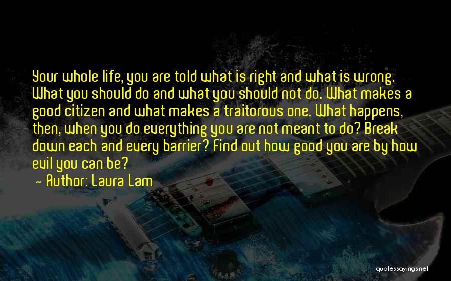 Laura Lam Quotes: Your Whole Life, You Are Told What Is Right And What Is Wrong. What You Should Do And What You