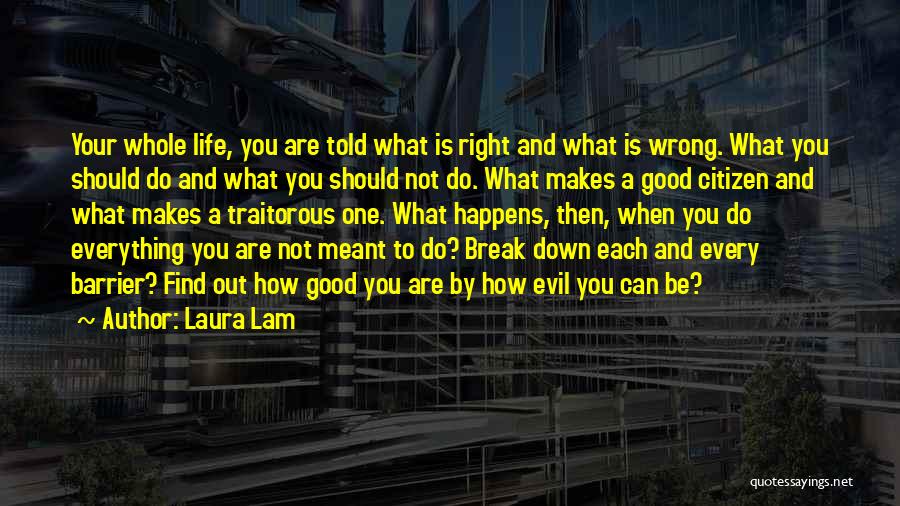 Laura Lam Quotes: Your Whole Life, You Are Told What Is Right And What Is Wrong. What You Should Do And What You