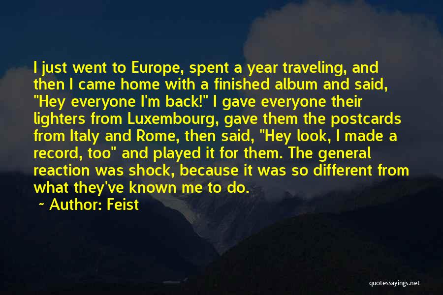 Feist Quotes: I Just Went To Europe, Spent A Year Traveling, And Then I Came Home With A Finished Album And Said,