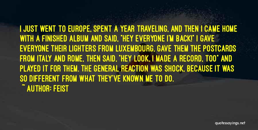 Feist Quotes: I Just Went To Europe, Spent A Year Traveling, And Then I Came Home With A Finished Album And Said,