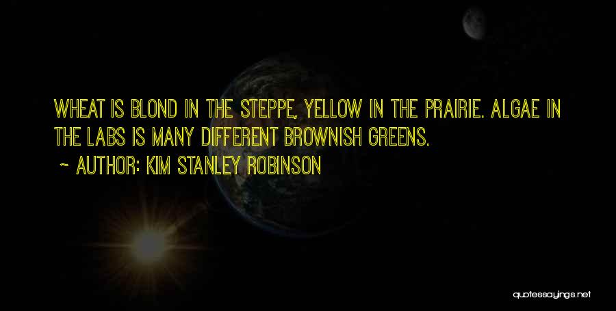 Kim Stanley Robinson Quotes: Wheat Is Blond In The Steppe, Yellow In The Prairie. Algae In The Labs Is Many Different Brownish Greens.