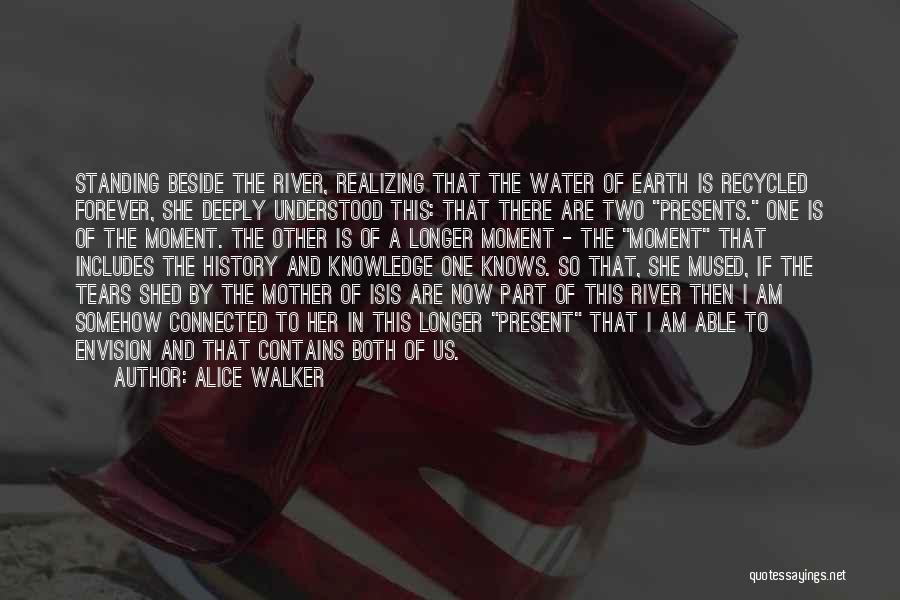 Alice Walker Quotes: Standing Beside The River, Realizing That The Water Of Earth Is Recycled Forever, She Deeply Understood This: That There Are