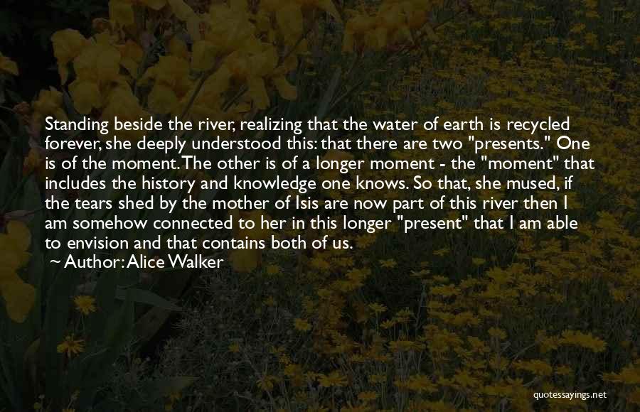 Alice Walker Quotes: Standing Beside The River, Realizing That The Water Of Earth Is Recycled Forever, She Deeply Understood This: That There Are