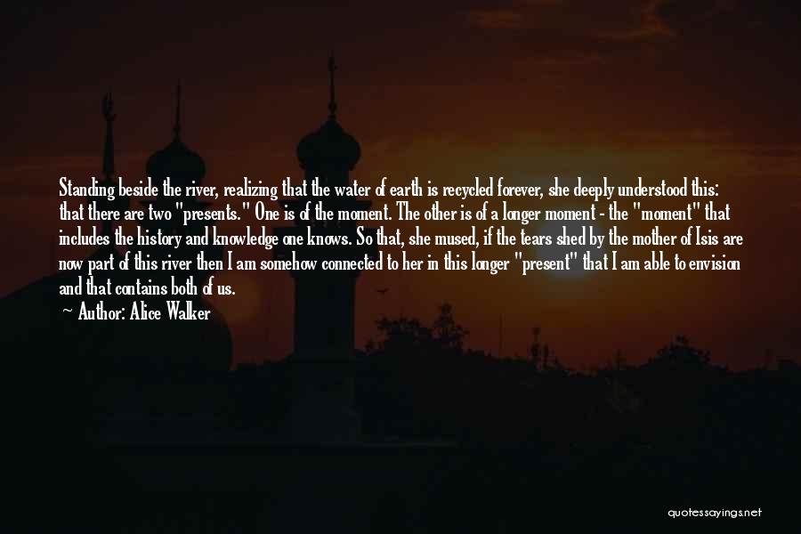 Alice Walker Quotes: Standing Beside The River, Realizing That The Water Of Earth Is Recycled Forever, She Deeply Understood This: That There Are