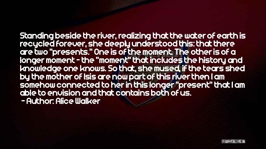 Alice Walker Quotes: Standing Beside The River, Realizing That The Water Of Earth Is Recycled Forever, She Deeply Understood This: That There Are