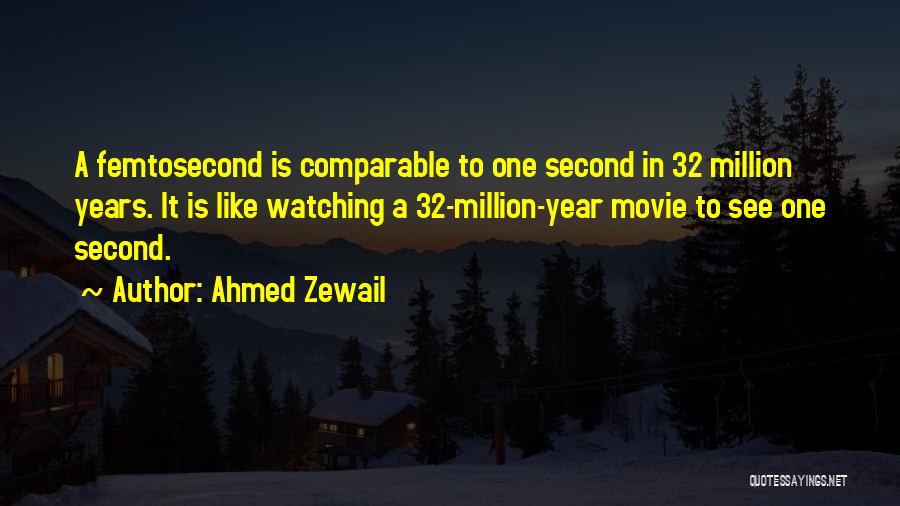 Ahmed Zewail Quotes: A Femtosecond Is Comparable To One Second In 32 Million Years. It Is Like Watching A 32-million-year Movie To See