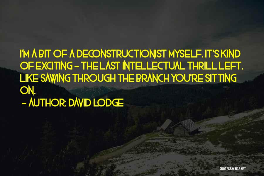 David Lodge Quotes: I'm A Bit Of A Deconstructionist Myself. It's Kind Of Exciting - The Last Intellectual Thrill Left. Like Sawing Through